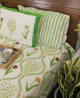 Pink & Yellow Kaner Rajasthani Floral Bedsheet Set 2 Pillow Cover with Set - 220TC - Moriyo Decor